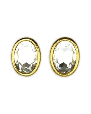 Jennifer Gibson Jewellery 1980年代 オーバル型 クリスタル ヘッドランプ イヤリング - ゴールド - サムネイル1