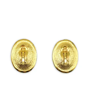 Jennifer Gibson Jewellery 1980年代 オーバル型 クリスタル ヘッドランプ イヤリング - ゴールド - サムネイル2