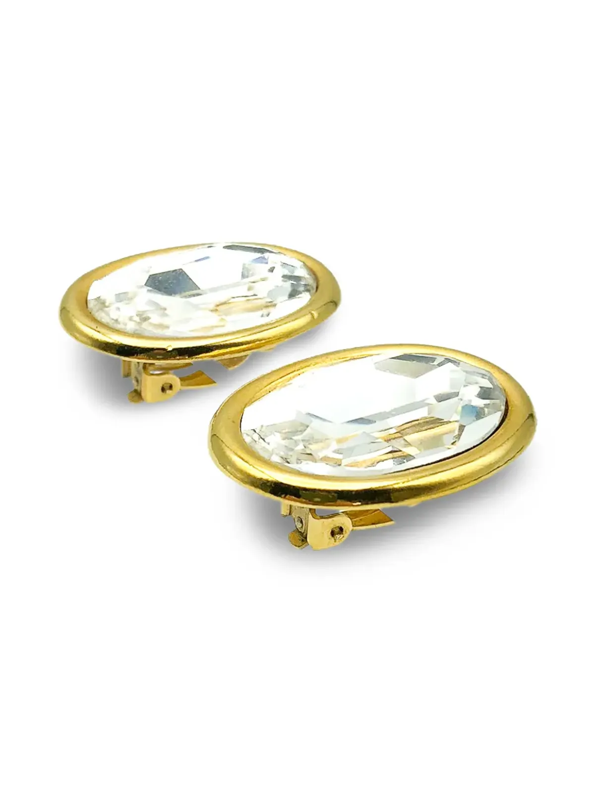 Jennifer Gibson Jewellery 1980年代 オーバル型 クリスタル ヘッドランプ イヤリング - ゴールド - 画像4