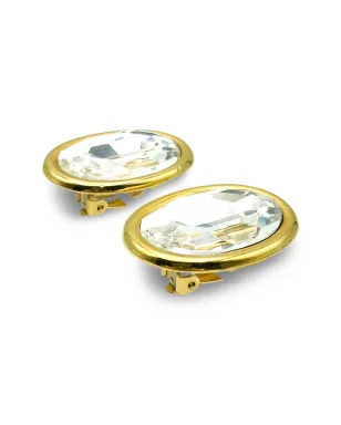 Jennifer Gibson Jewellery 1980年代 オーバル型 クリスタル ヘッドランプ イヤリング - ゴールド - サムネイル4