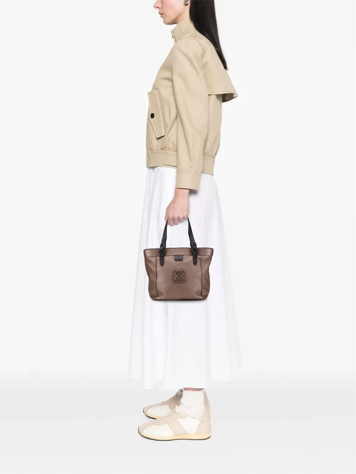 Loewe ビンテージ アナグラム レザー フスタ トートバッグ ブラウン - 画像2