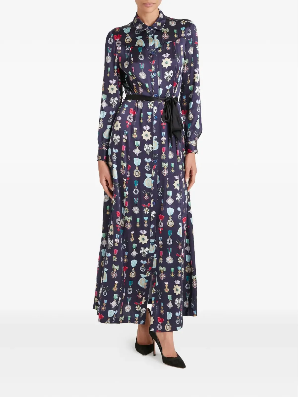 Temperley London グロリエットプリント シャツドレス ブルー - 画像2