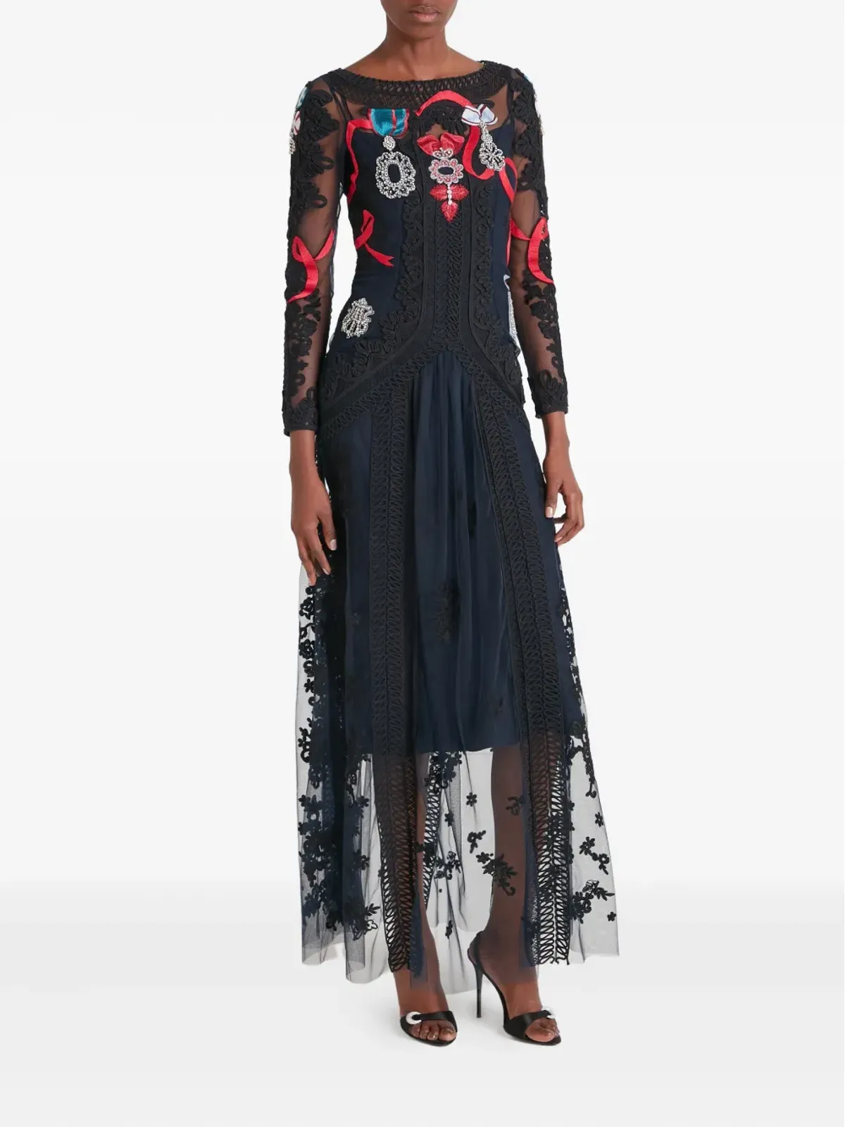 Temperley London ディアマンティン リボン装飾レースドレス - 画像2