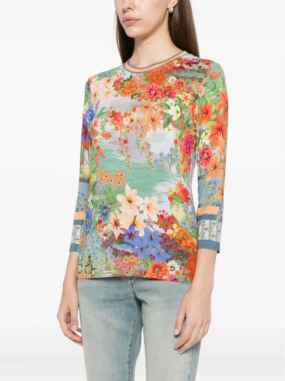 Johnny Was The Janie 3/4 sleeve crew neck T-shirt - Blue - 画像3