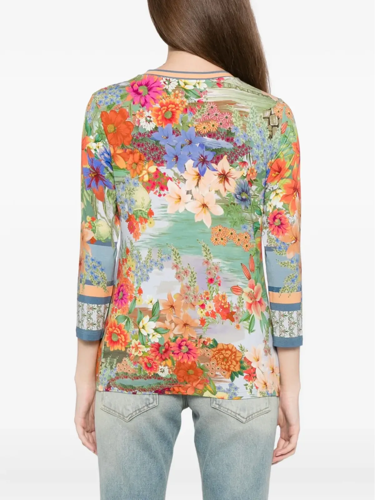 Johnny Was The Janie 3/4 sleeve crew neck T-shirt - Blue - 画像4