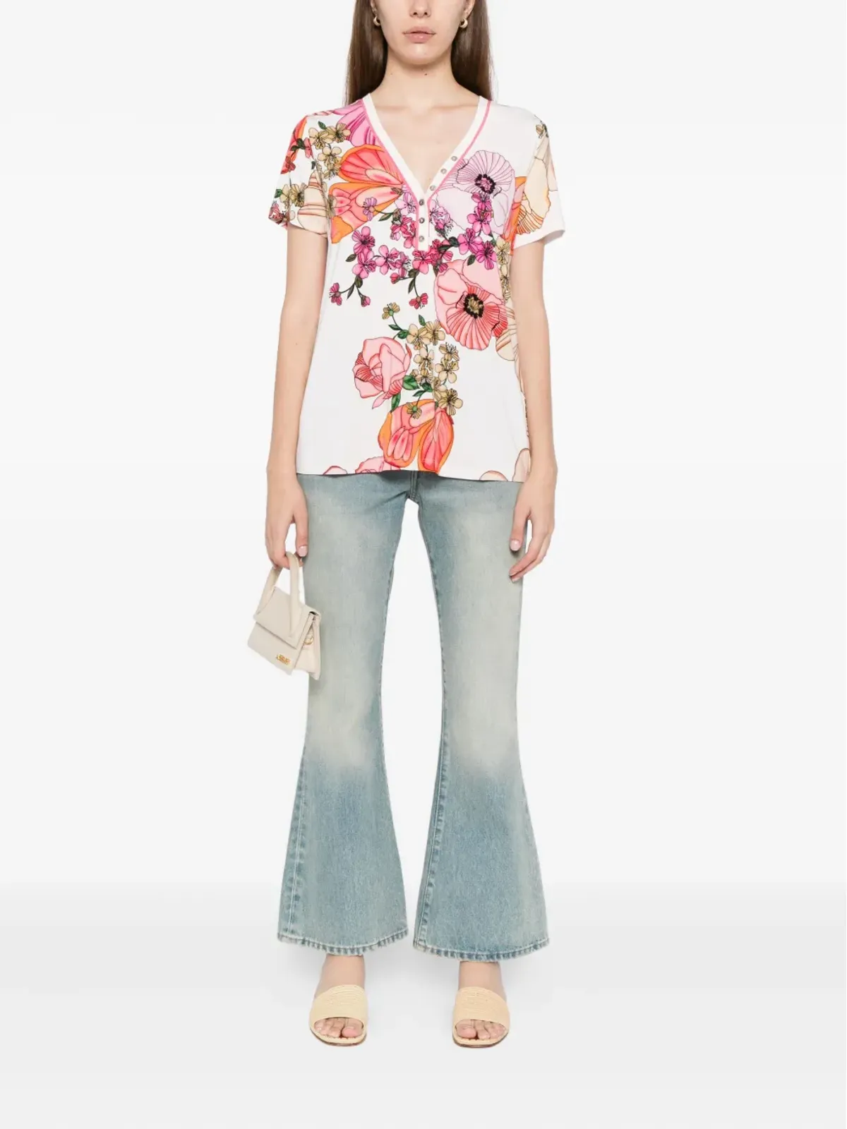 Johnny Was The Janie Favorite 半袖ヘンリーネックTシャツ - White - 画像2
