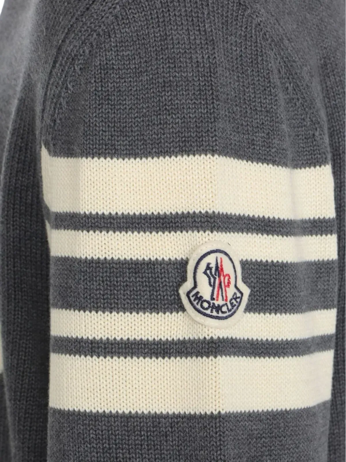 Moncler ロゴ刺繍ストライプ袖セーター - 画像3