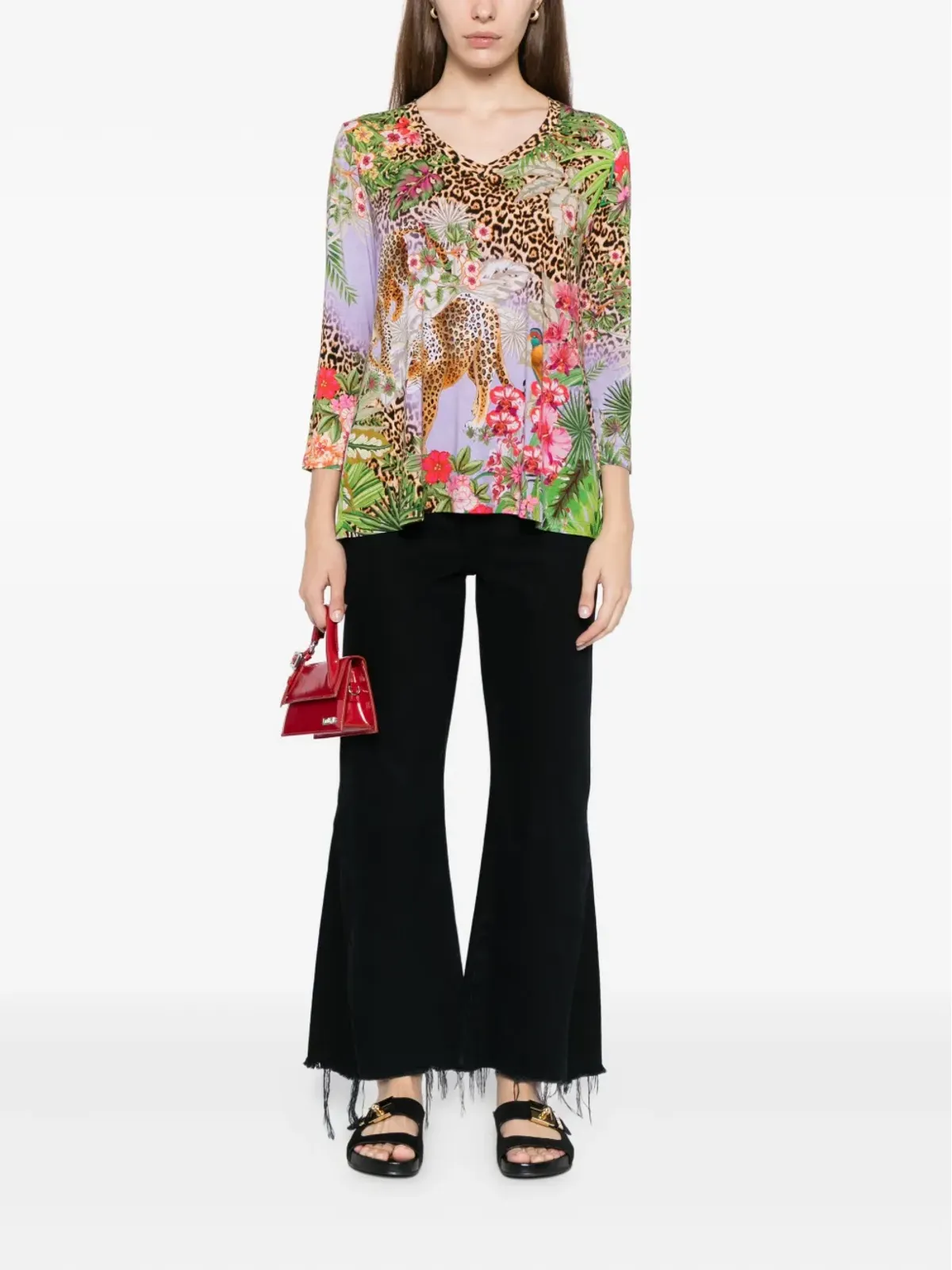 Johnny Was 3/4袖VネックスイングTシャツ - 画像2