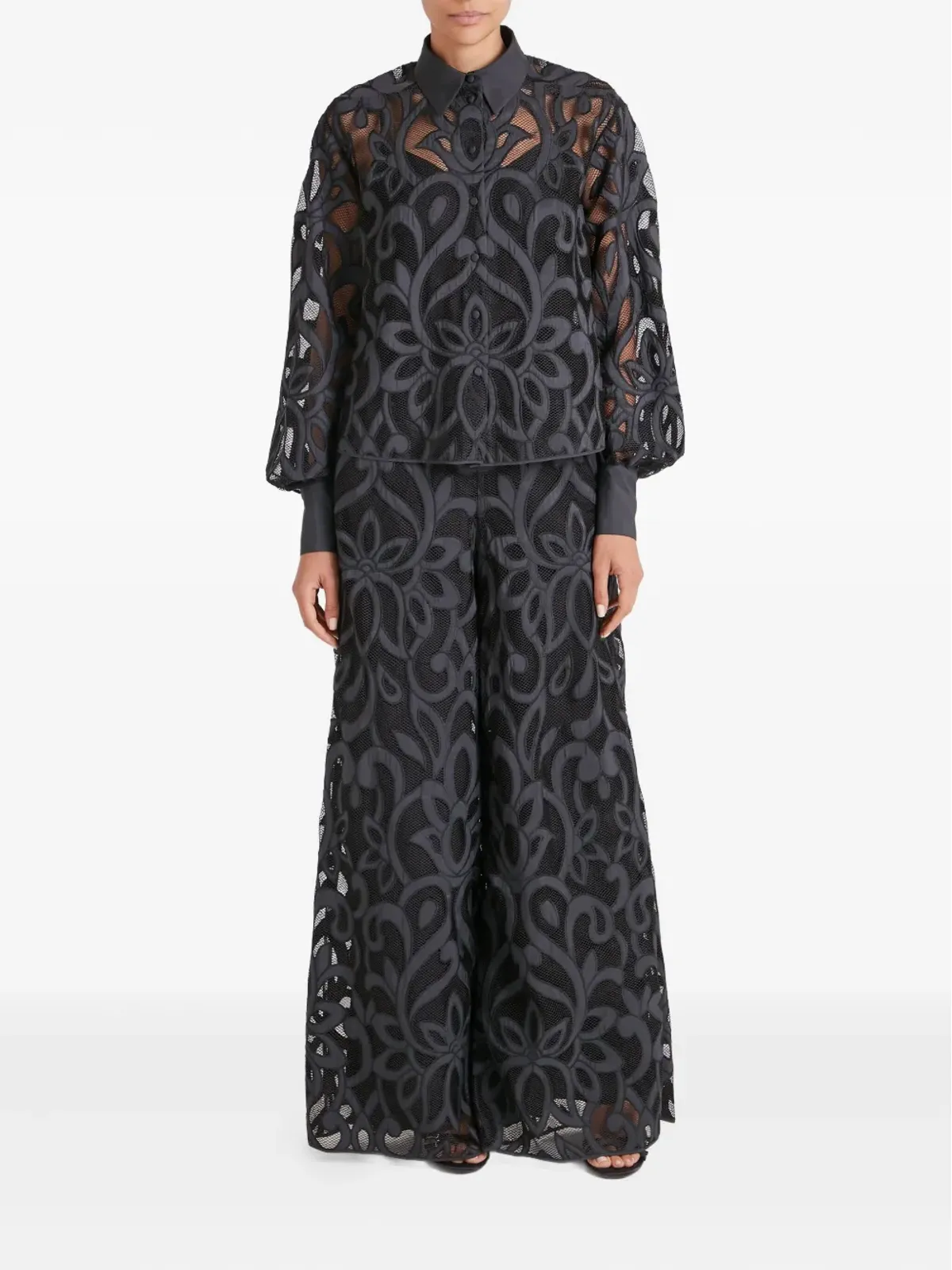 Temperley London ロイス刺繍バルーンスリーブシャツ - 画像2