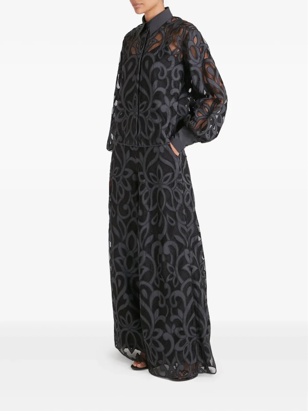 Temperley London ロイス刺繍バルーンスリーブシャツ - 画像3