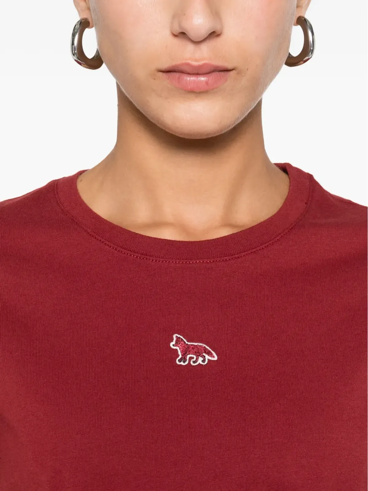 Maison Kitsuné 狐の刺繍コットンTシャツ - 画像5