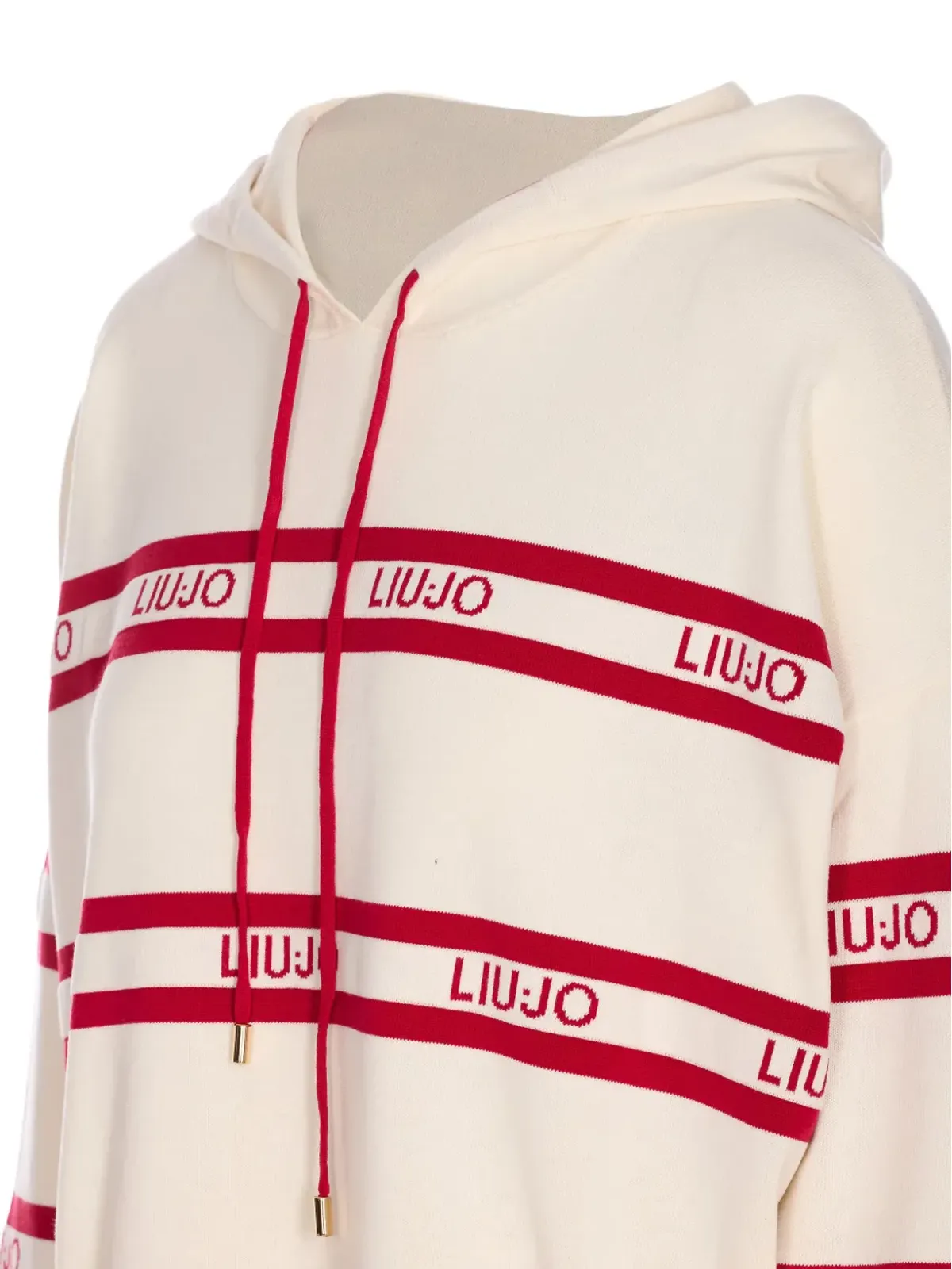 LIU JO ロゴ入りインターシャ・ストライプのフード付きパーカー - 画像3