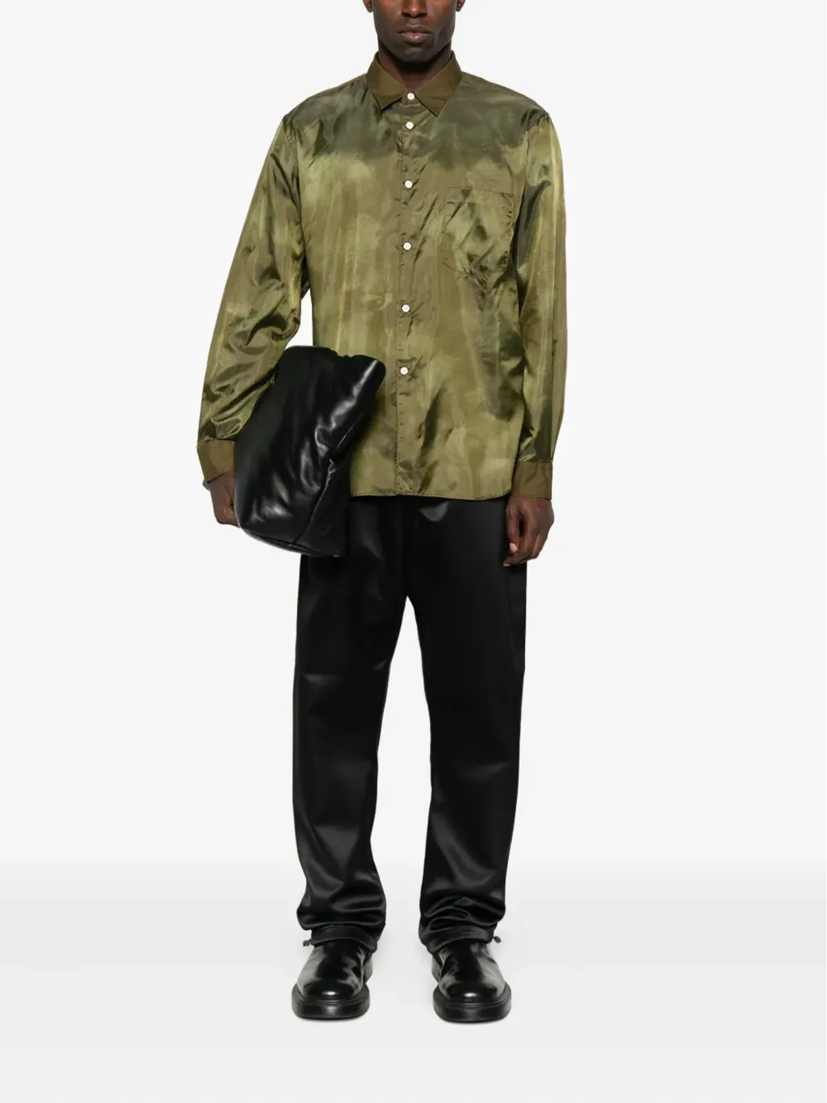 Comme des Garçons Homme Plus サテン仕上げ ロングスリーブシャツ - グリーン - 画像2