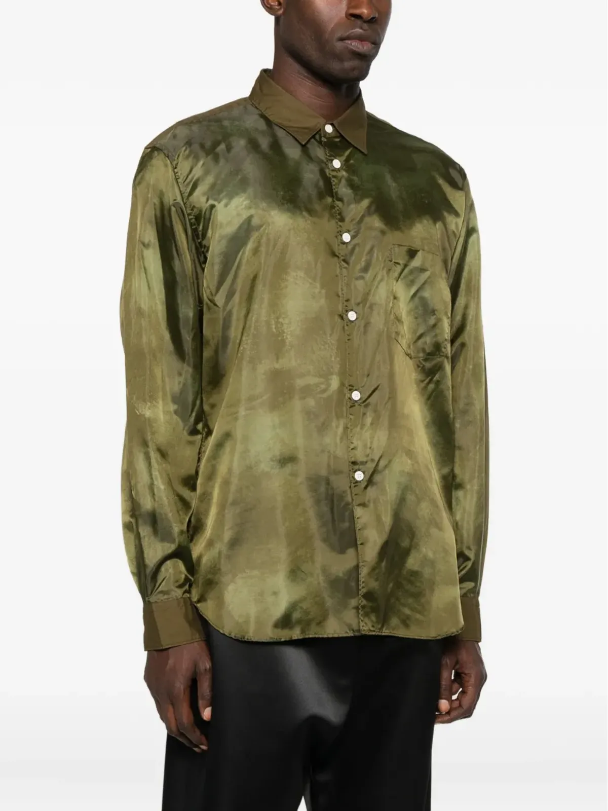 Comme des Garçons Homme Plus サテン仕上げ ロングスリーブシャツ - グリーン - 画像4