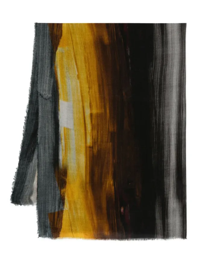 Faliero Sarti Faliero Sarti ペイントプリントシルクスカーフ ブラウンの商品画像