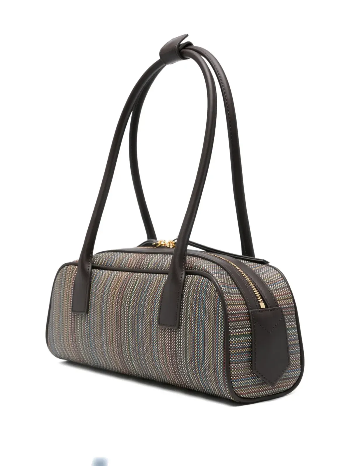 Paul Smith ストライプ柄トップハンドルショルダーバッグ（ブラウン） - 画像2