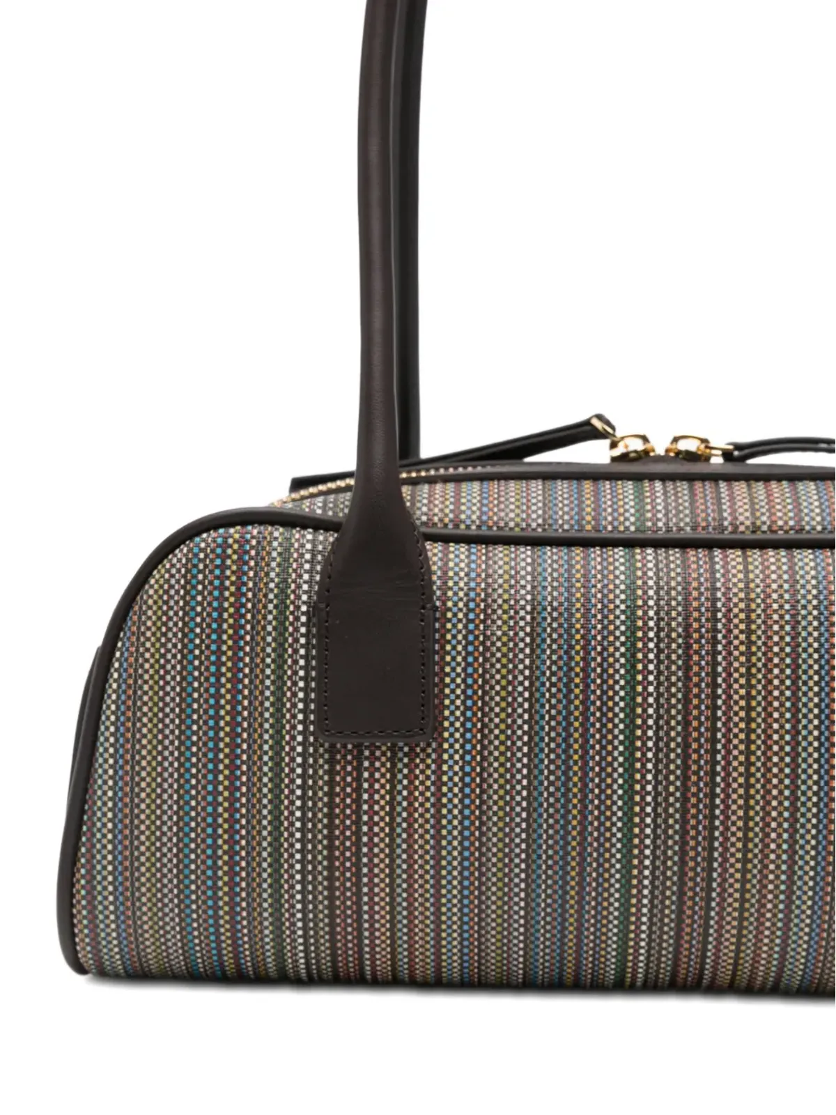 Paul Smith ストライプ柄トップハンドルショルダーバッグ（ブラウン） - 画像3