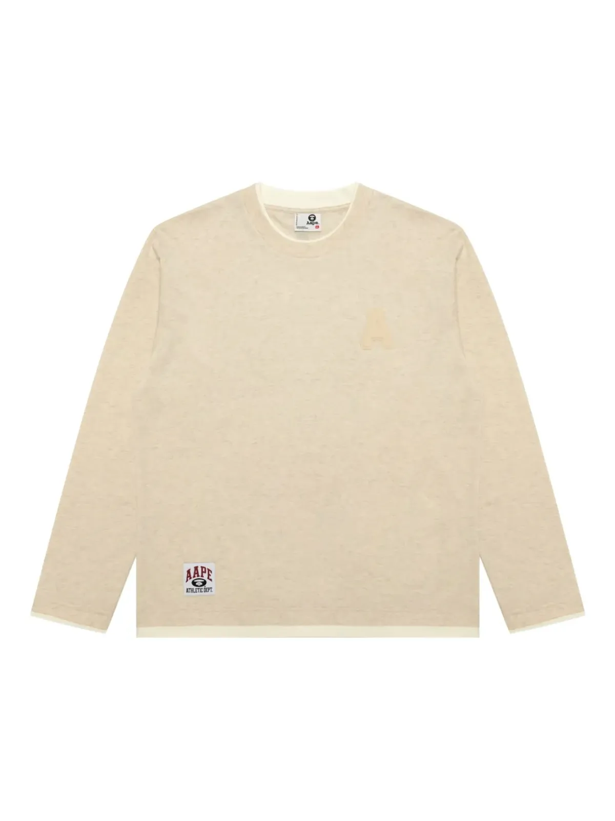 AAPE BY *A BATHING APE® クルーネック長袖Tシャツ - ベージュ - 画像1