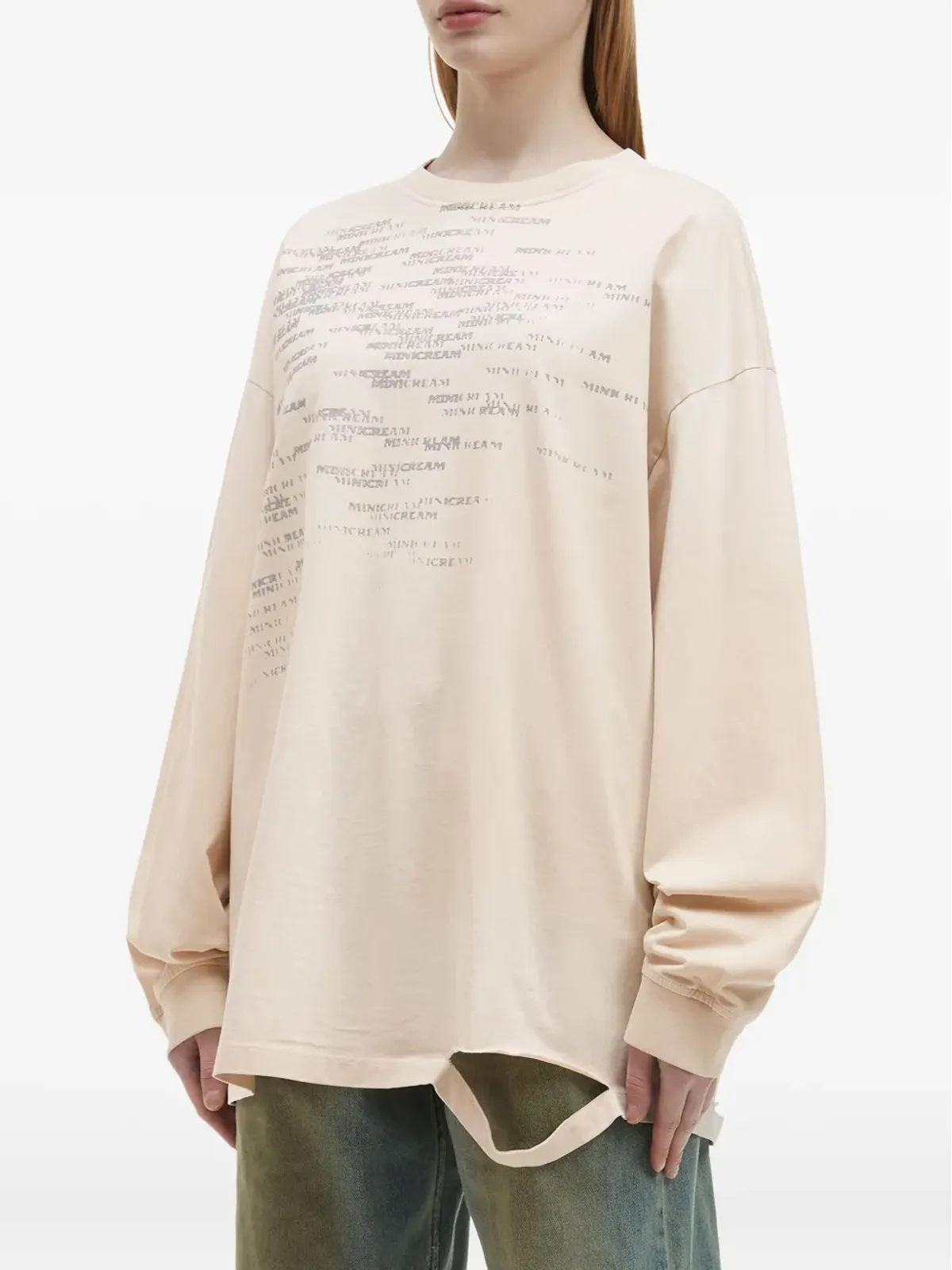 Mini Cream ロゴ入り長袖トップ - 画像3