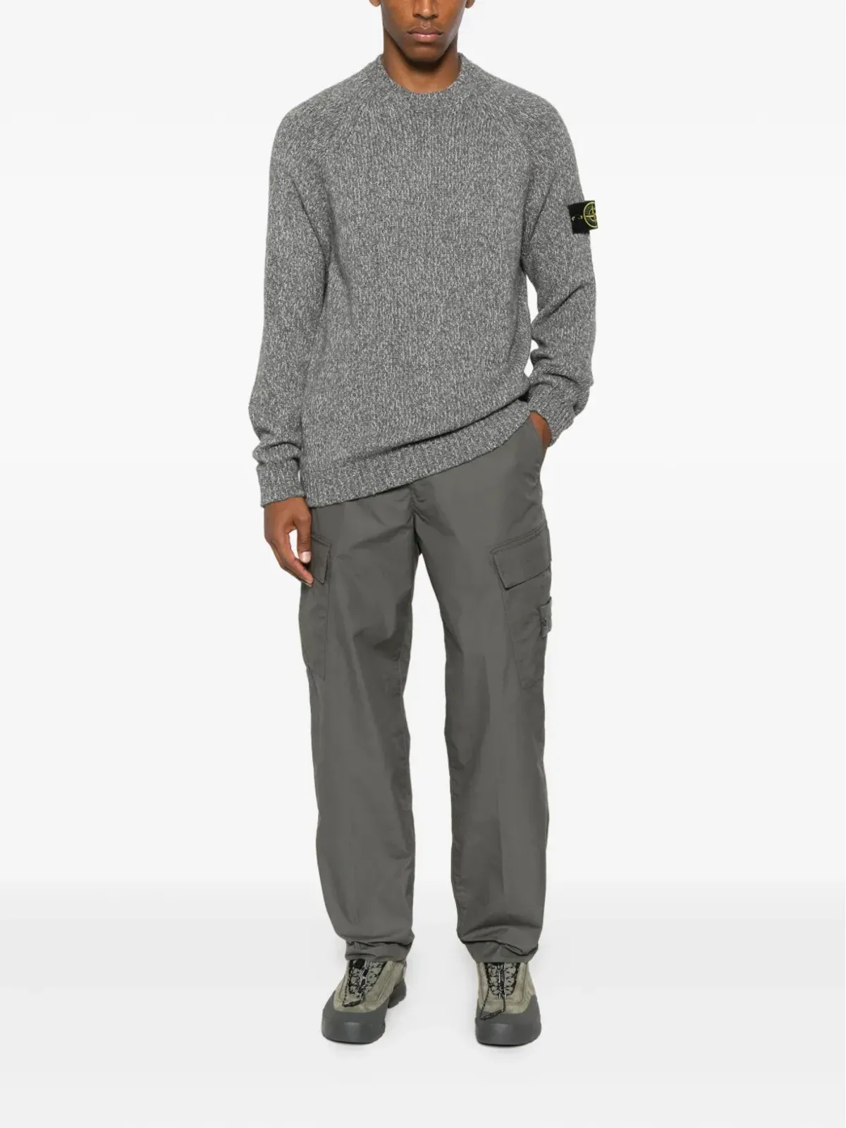 Stone Island ロゴディテール クルーネックセーター グレー - 画像2
