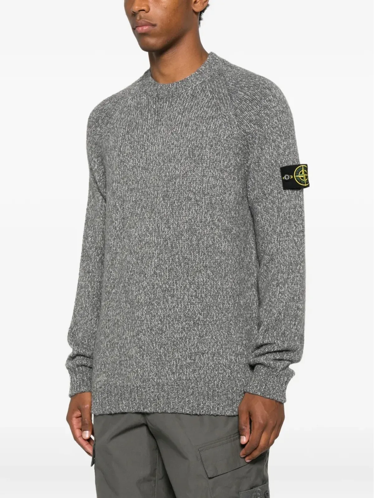 Stone Island ロゴディテール クルーネックセーター グレー - 画像3