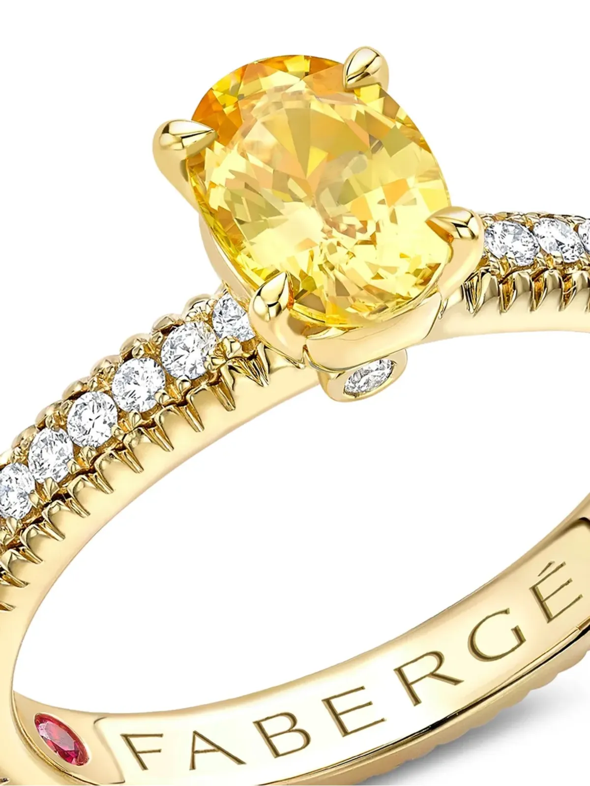 Fabergé 18Kイエローゴールドカラーズ・オブ・ラブ多石リング - 画像2