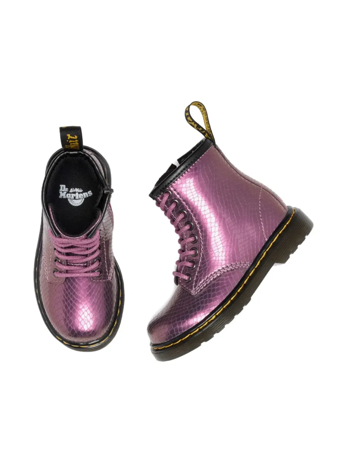 Dr. Martens Kids キッズ用蛇柄レースアップブーツ - 画像3