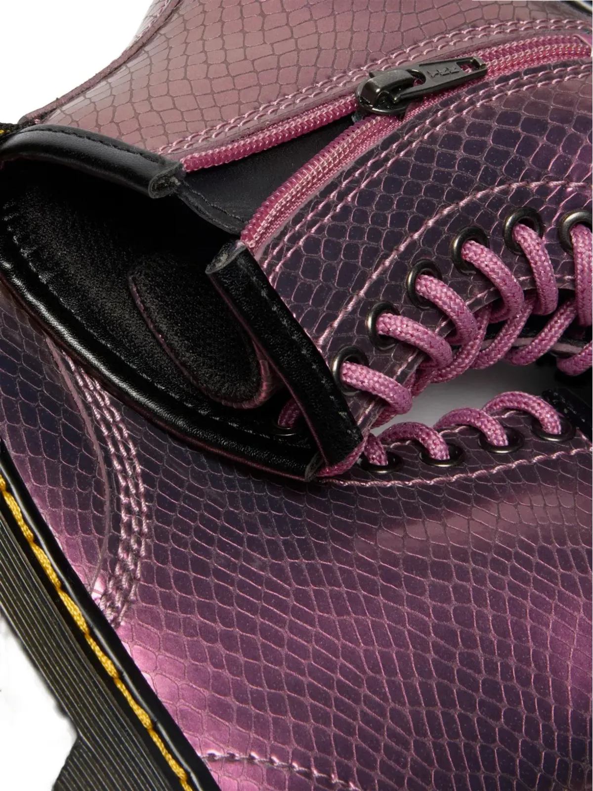 Dr. Martens Kids キッズ用蛇柄レースアップブーツ - 画像4