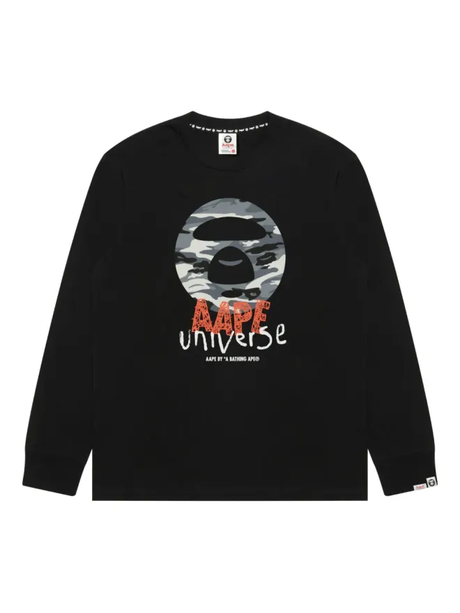AAPE BY *A BATHING APE® AAPE BY *A BATHING APE® クルーネック長袖スウェットシャツ - ブラックの商品画像