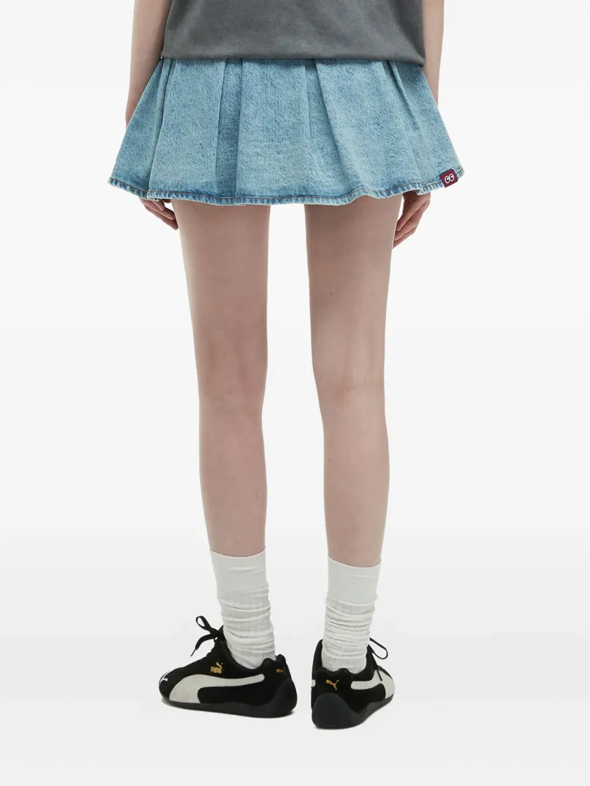 Mini Cream プリーツデニムミニスカート - 画像4