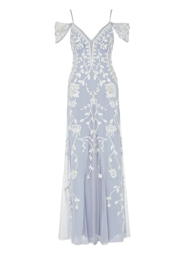 Temperley London Temperley London リリー刺繍オフショルダーガウン - ブルーの商品画像