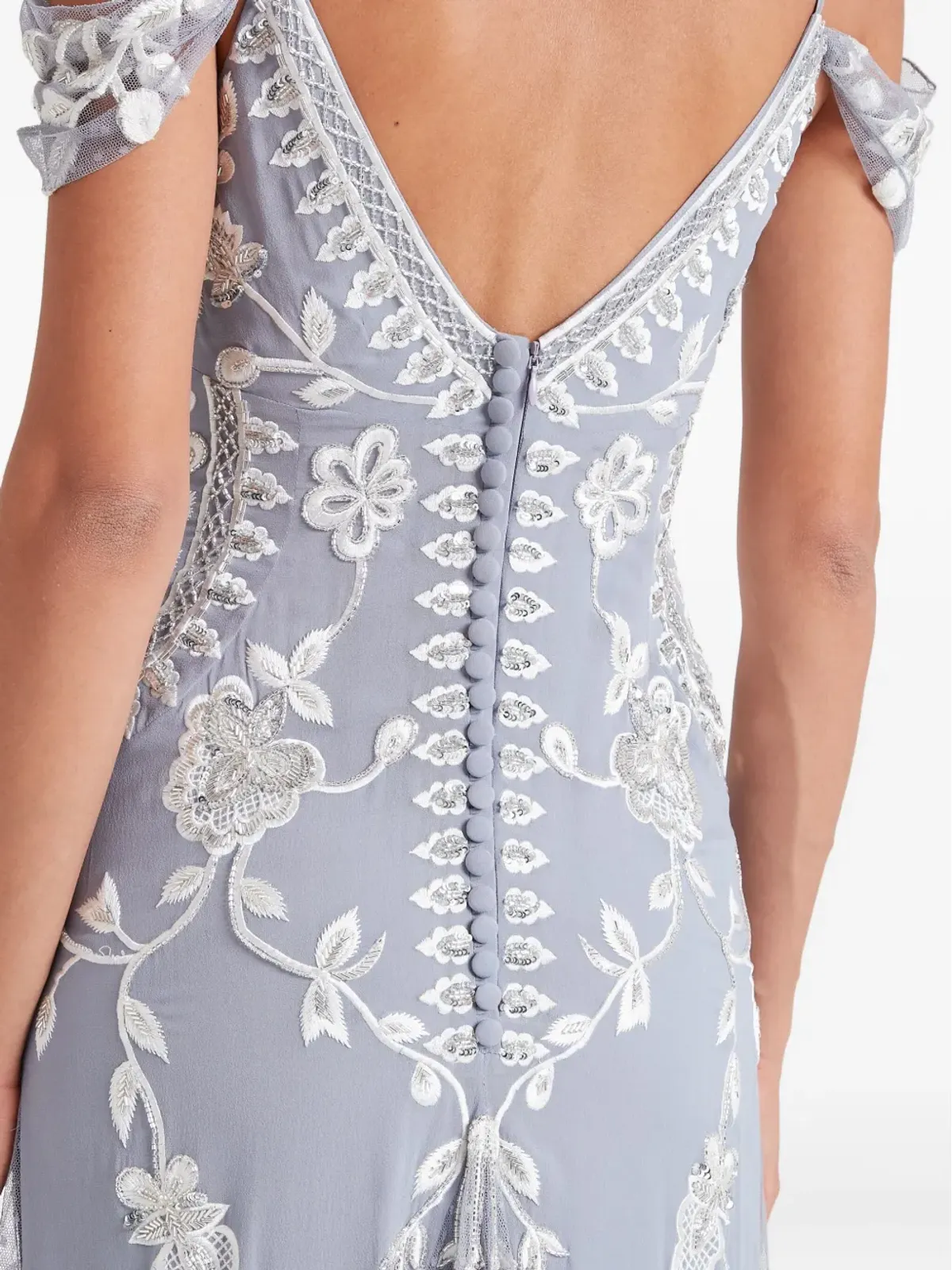 Temperley London リリー刺繍オフショルダーガウン - ブルー - 画像5