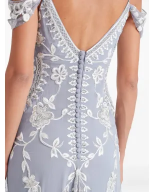 Temperley London リリー刺繍オフショルダーガウン - ブルー - サムネイル5