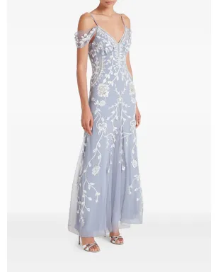 Temperley London リリー刺繍オフショルダーガウン - ブルー - サムネイル3