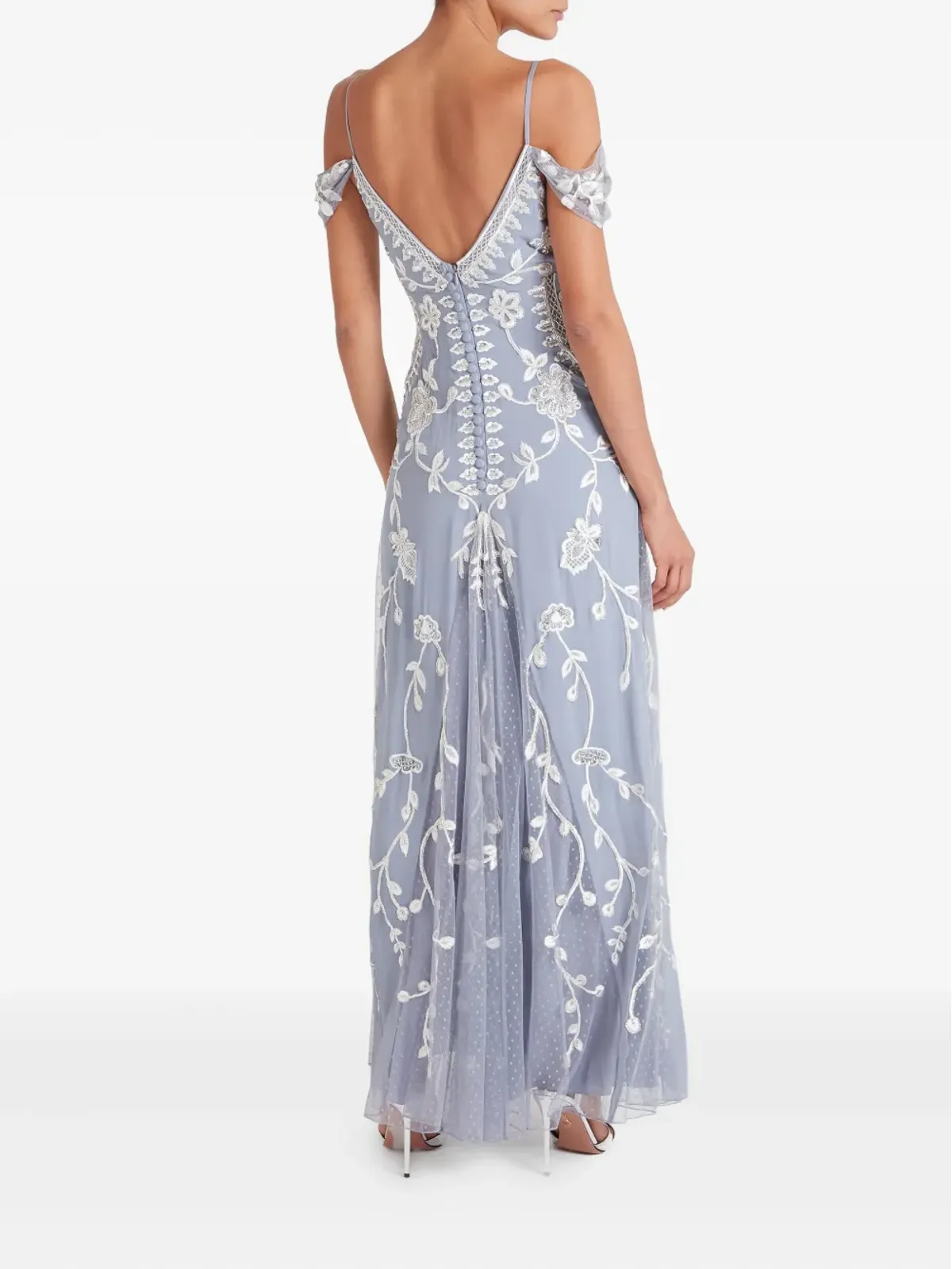 Temperley London リリー刺繍オフショルダーガウン - ブルー - 画像4