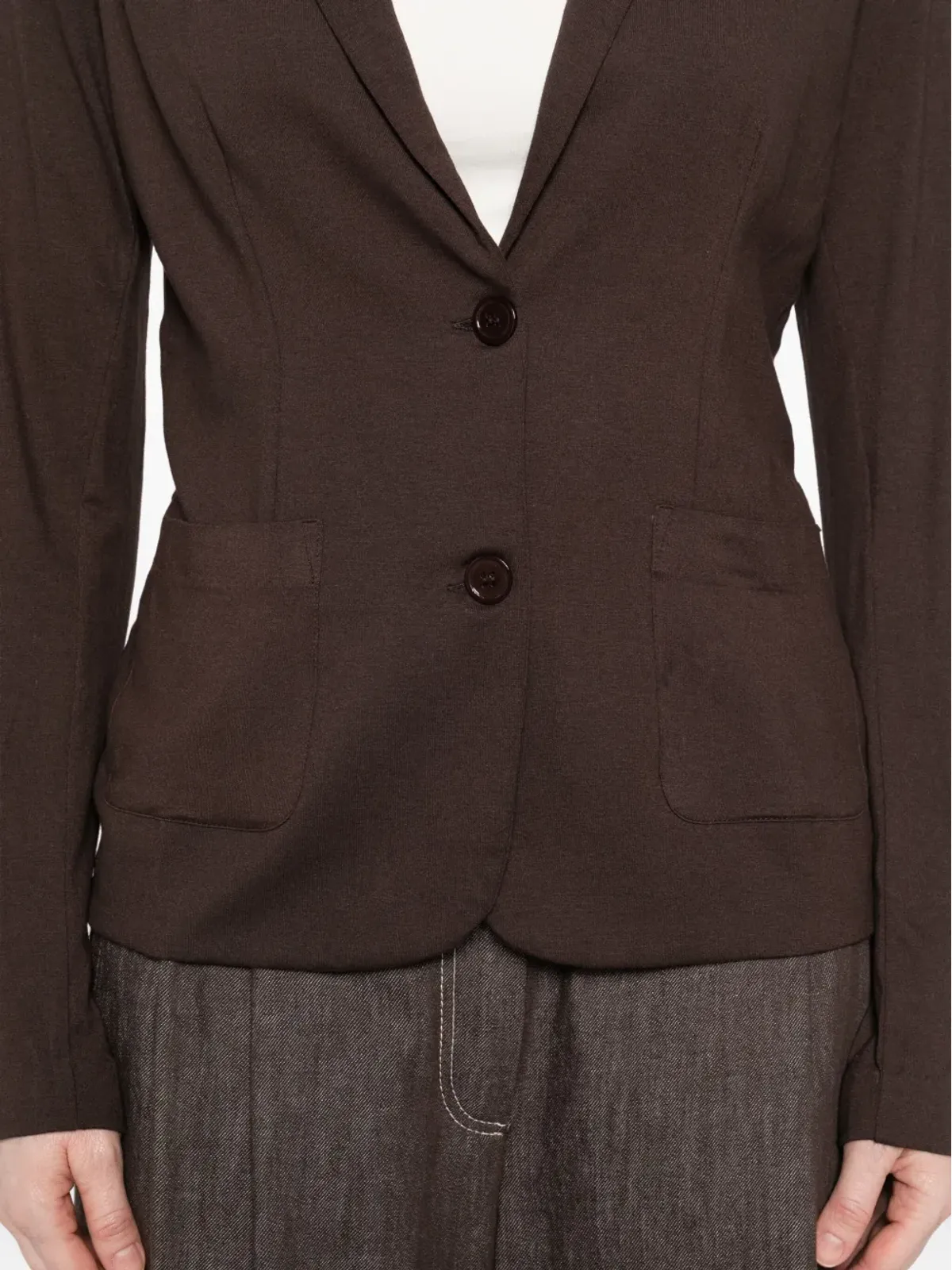 Majestic Filatures single-breasted fitted jacket - Brown - 画像5