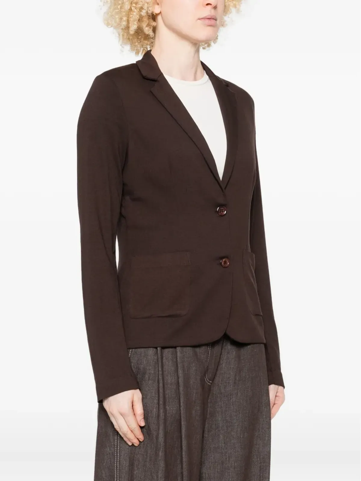 Majestic Filatures single-breasted fitted jacket - Brown - 画像3