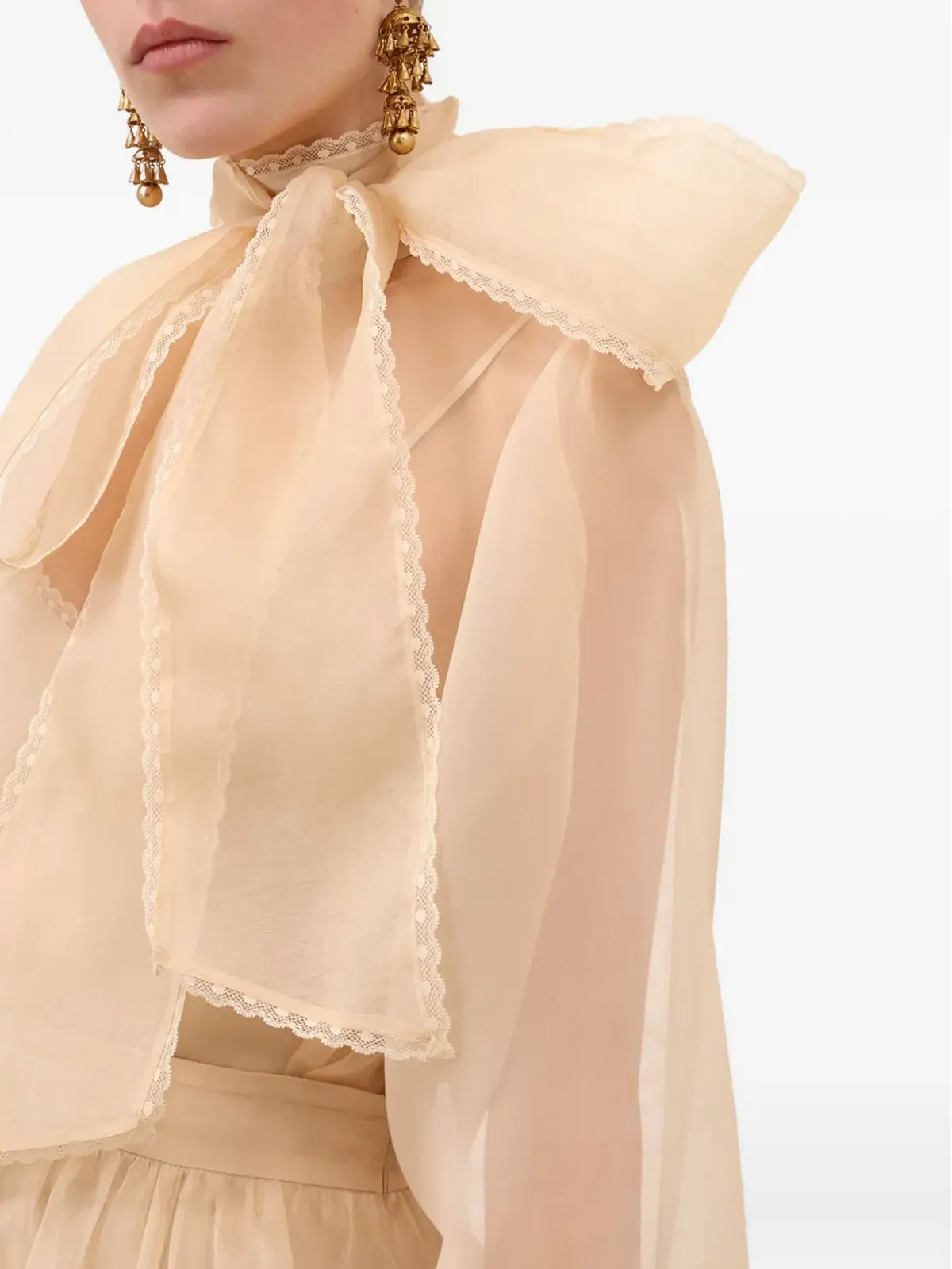 ZIMMERMANN メメント オーガンザ ボウタイレース ブラウス - 画像5