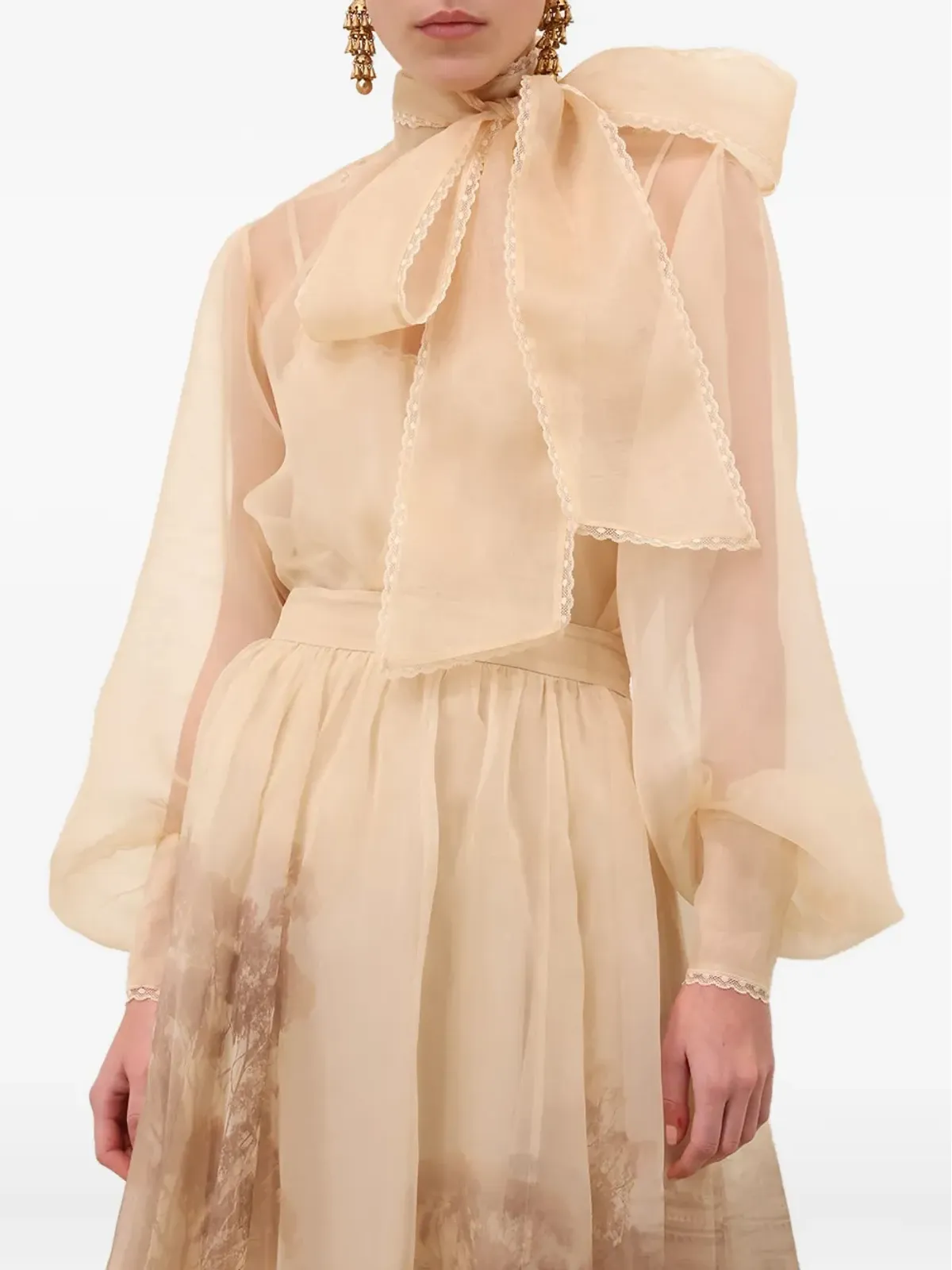 ZIMMERMANN メメント オーガンザ ボウタイレース ブラウス - 画像4