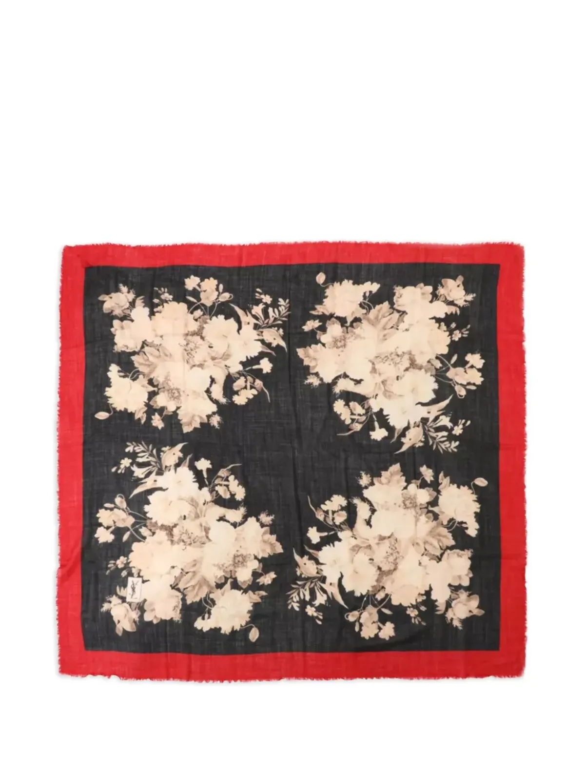 Saint Laurent 1990年代 花柄プリント フリンジストール - 画像1