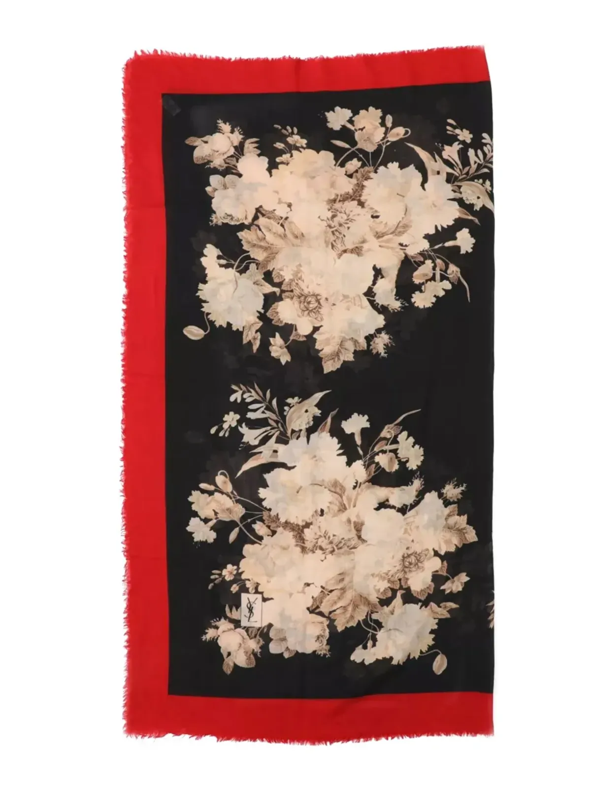 Saint Laurent 1990年代 花柄プリント フリンジストール - 画像3