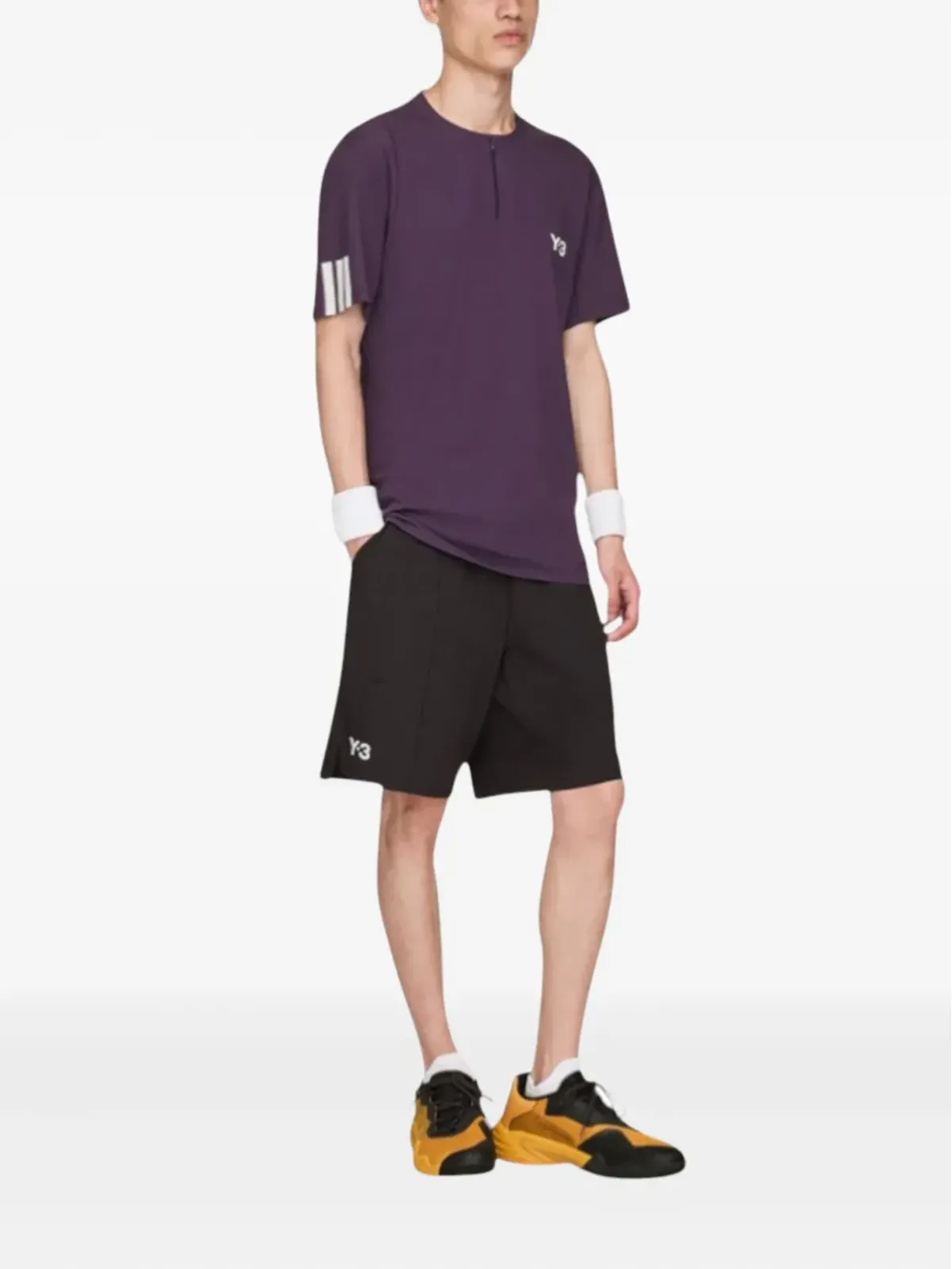 Y-3 ジップネック パネルドTシャツ - 画像2
