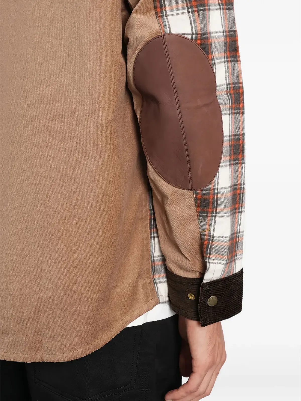 Junya Watanabe MAN チェックコーデュロイパネルオーバーシャツ - 画像5
