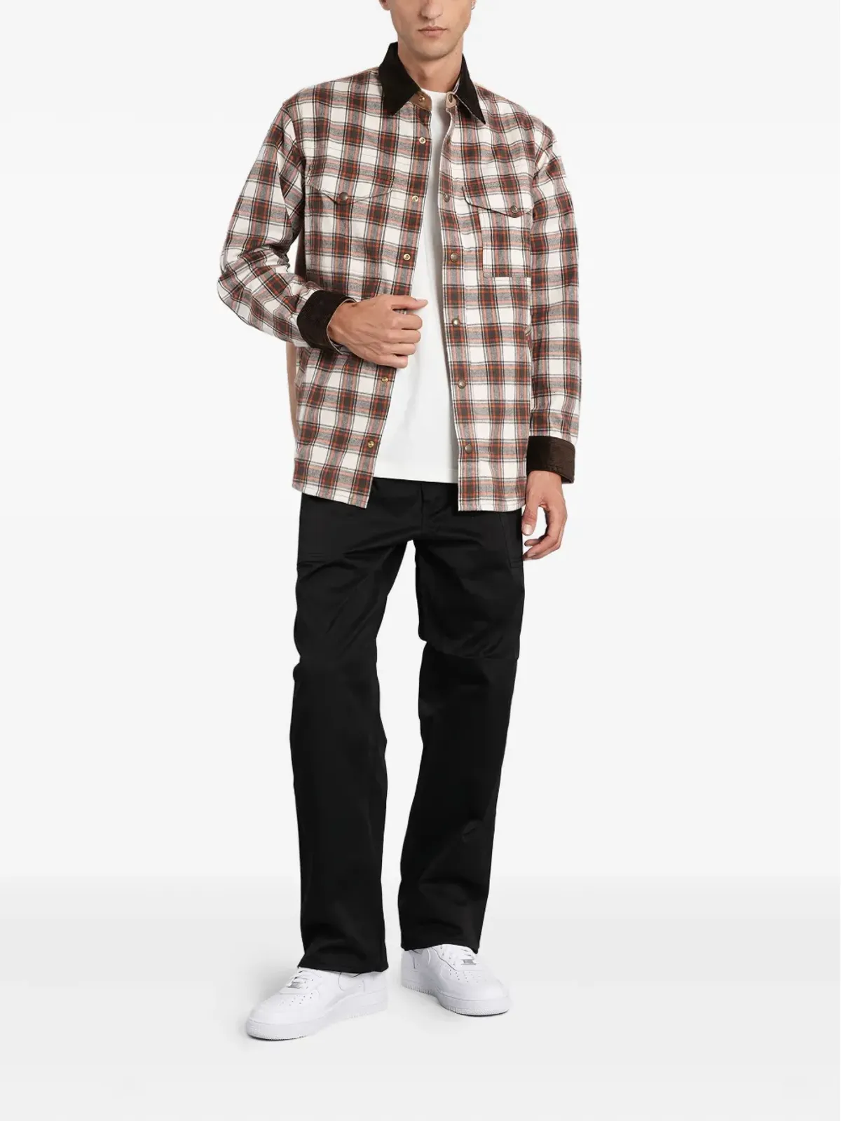 Junya Watanabe MAN チェックコーデュロイパネルオーバーシャツ - 画像2