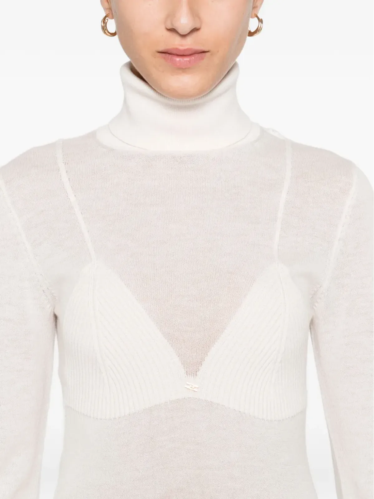 Elisabetta Franchi タートルネックリブニットワンピース - 画像5