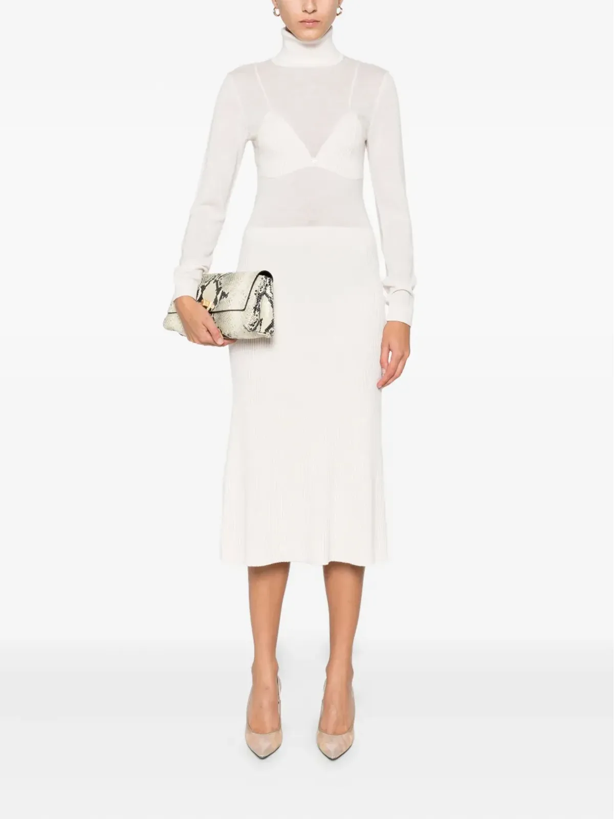 Elisabetta Franchi タートルネックリブニットワンピース - 画像2