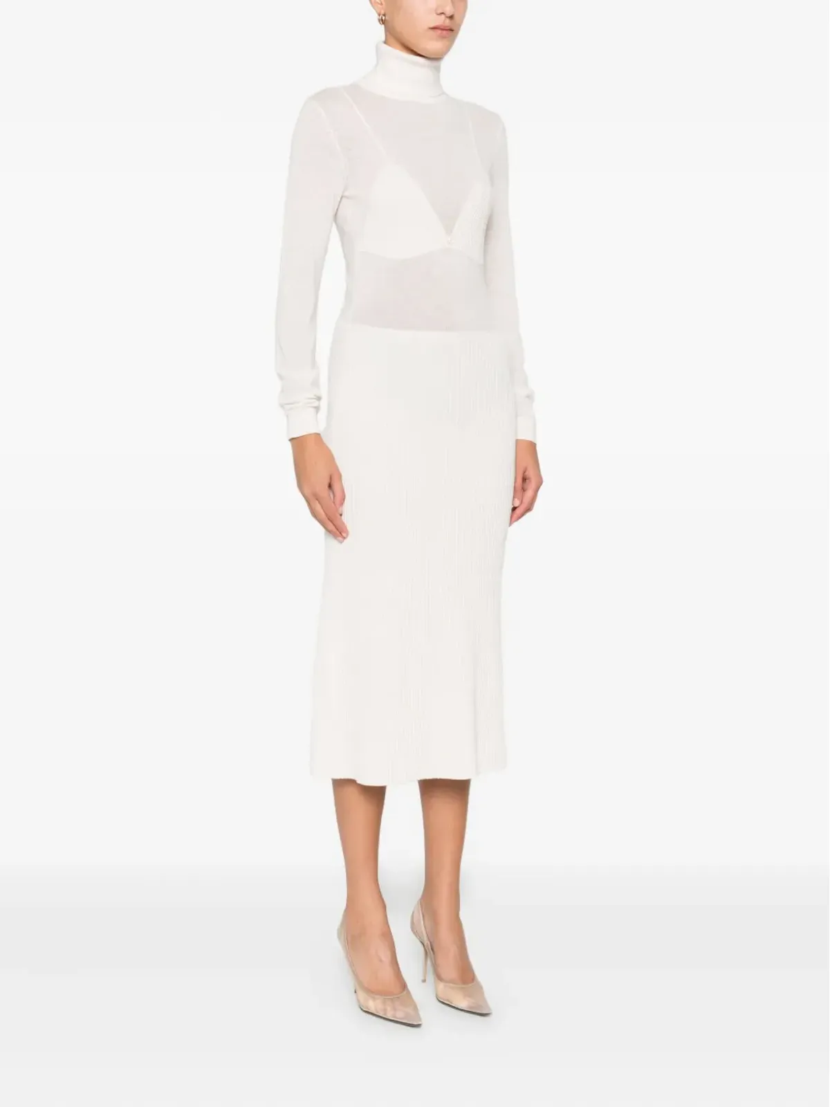 Elisabetta Franchi タートルネックリブニットワンピース - 画像3