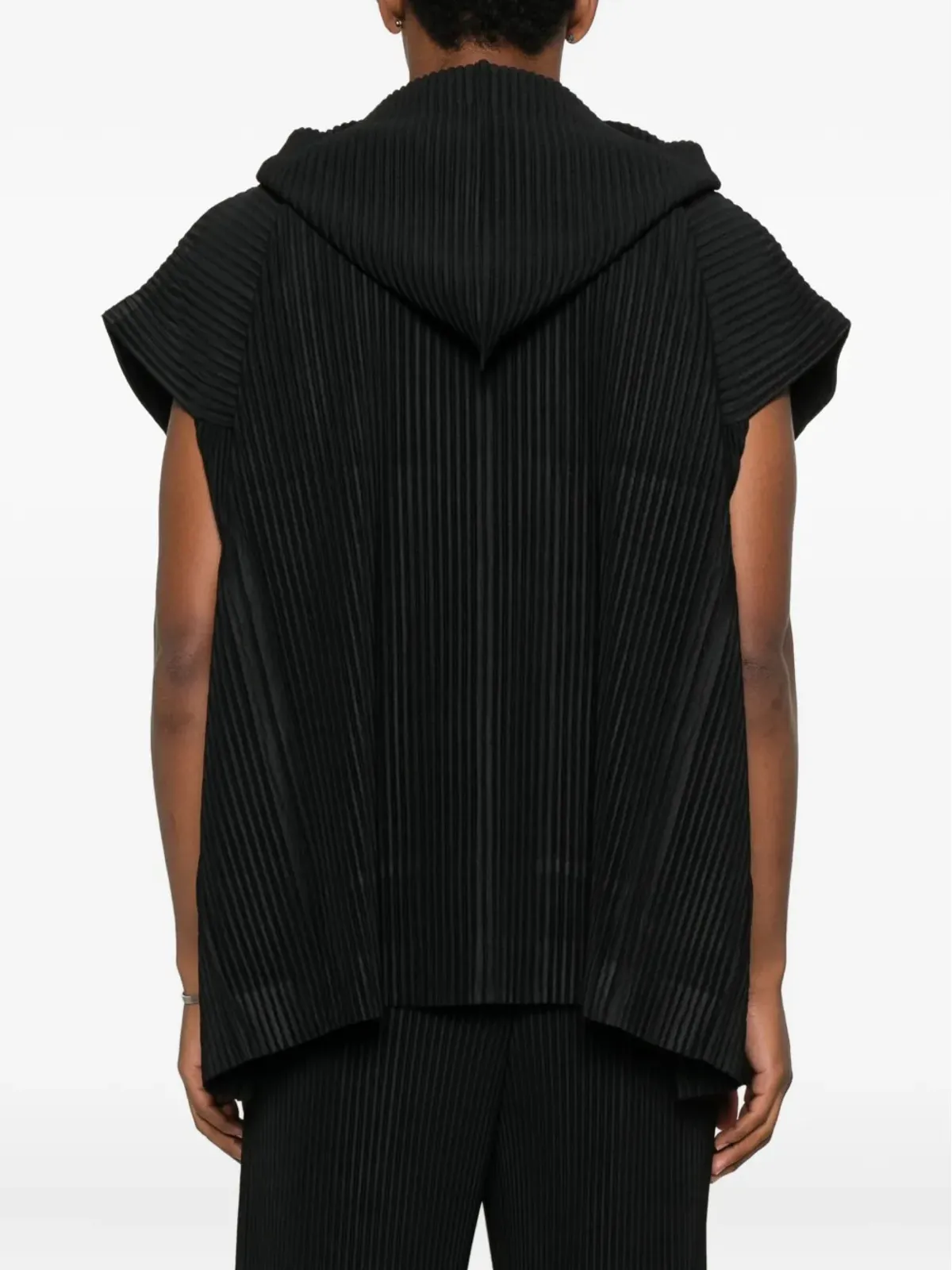 Homme Plissé Issey Miyake フード付きプリーツジレ ブラック - 画像4