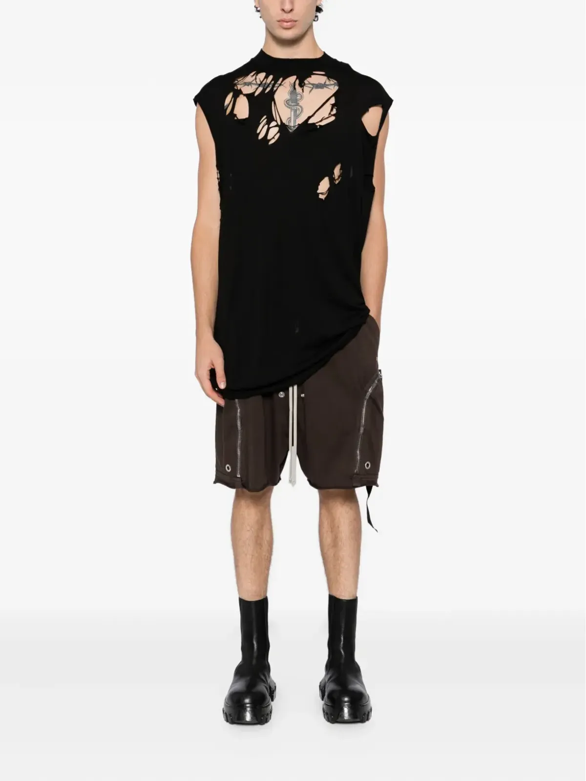 Rick Owens DRKSHDW アイレット付きコットンショーツ - Brown - 画像2