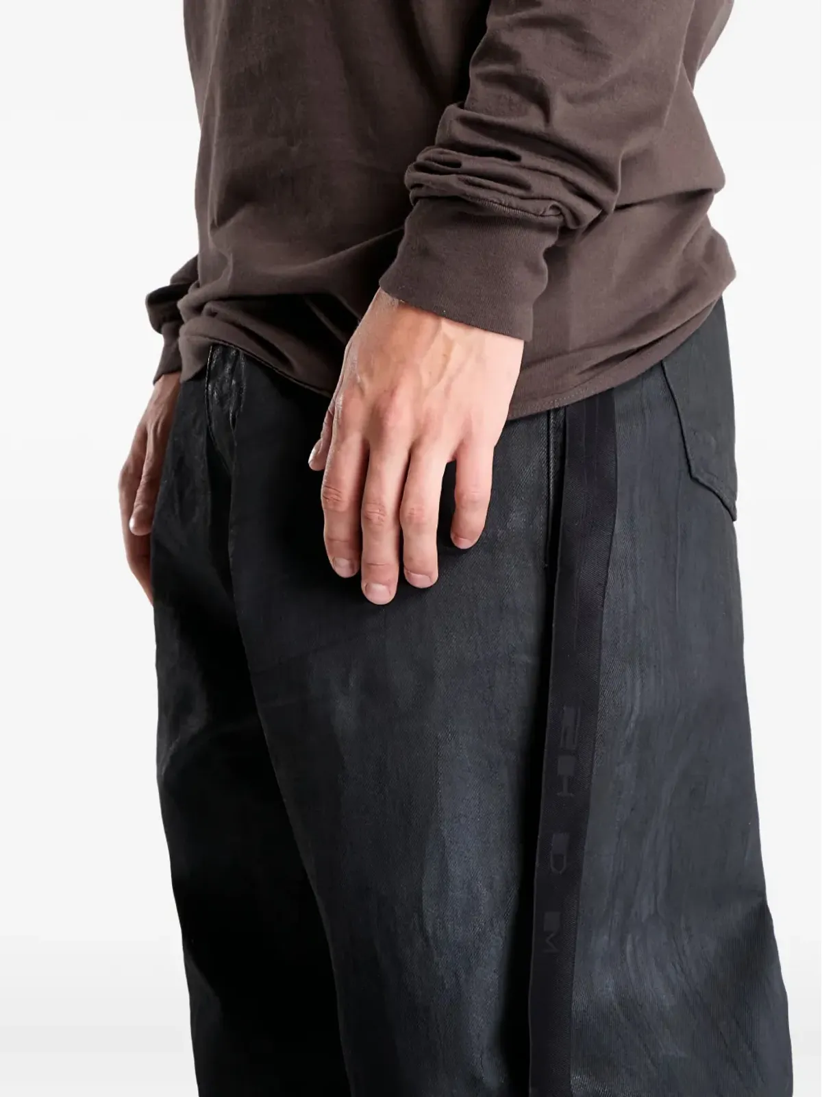 Rick Owens DRKSHDW レベル ロングスリーブTシャツ ブラウン - 画像3